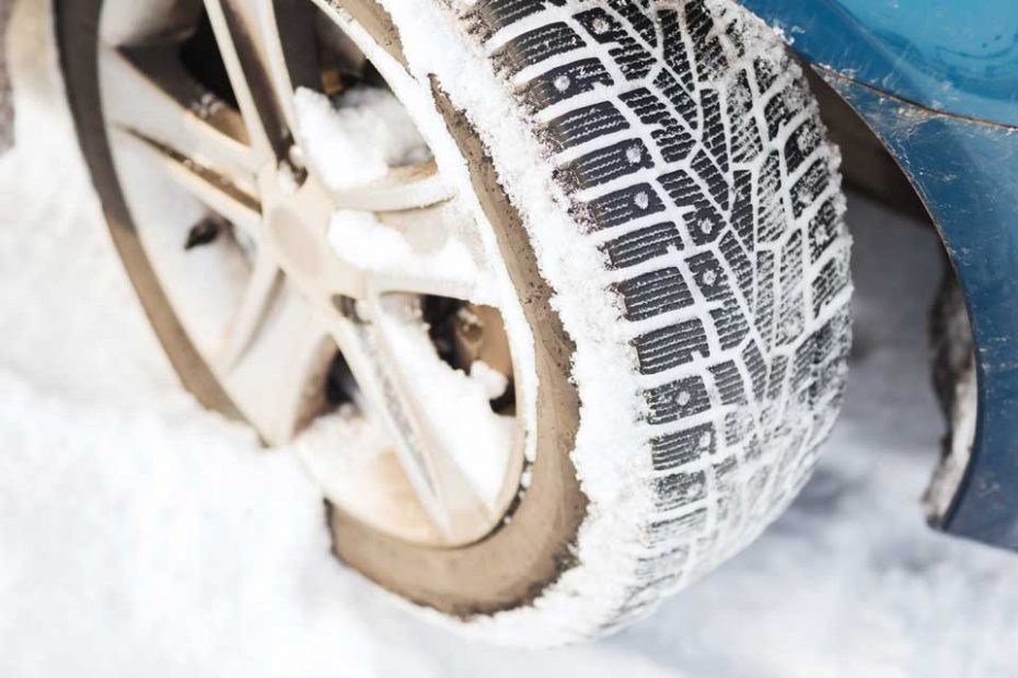 closeup of car winter tire